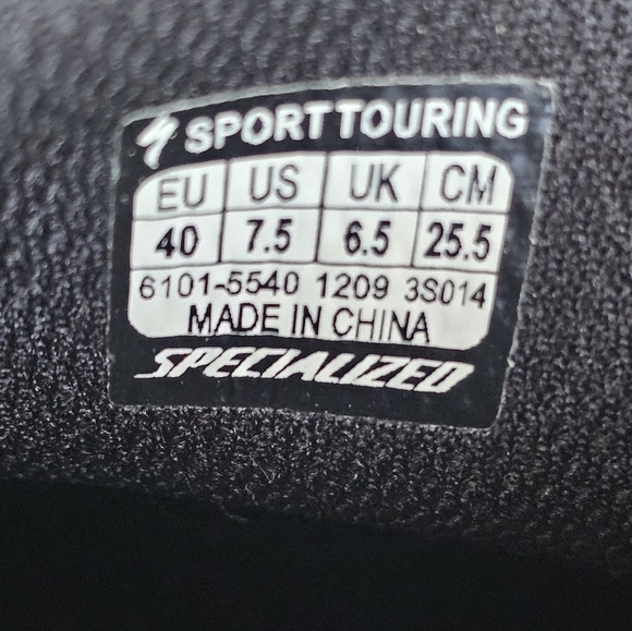 SPECIALIZED BODY GEOMETRY SPORT TOURING CYCLING SHOES - UNISEX M-7.5/W-9 - Picture 9 of 11